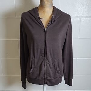 Soft Brown Casual Zip Front Hoodie Jacket